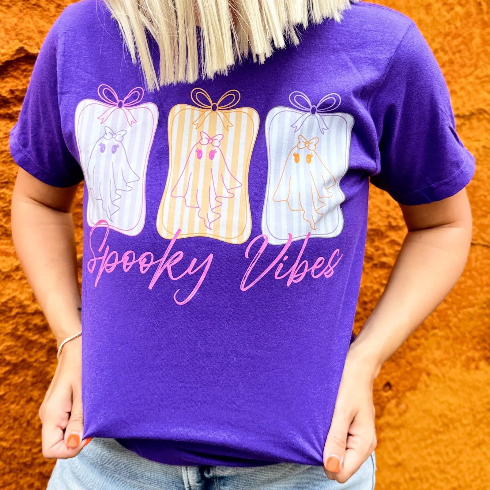 Spooky Vibes Ghost Soft Graphic Tee - Prim Boutique