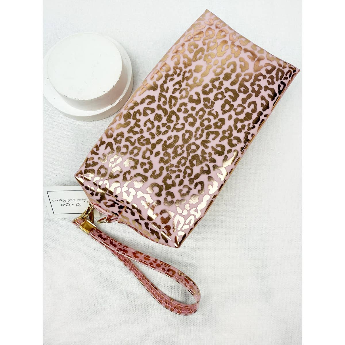 Ivory Waterproof Fabric Leopard Pattern Cosmetic Bag