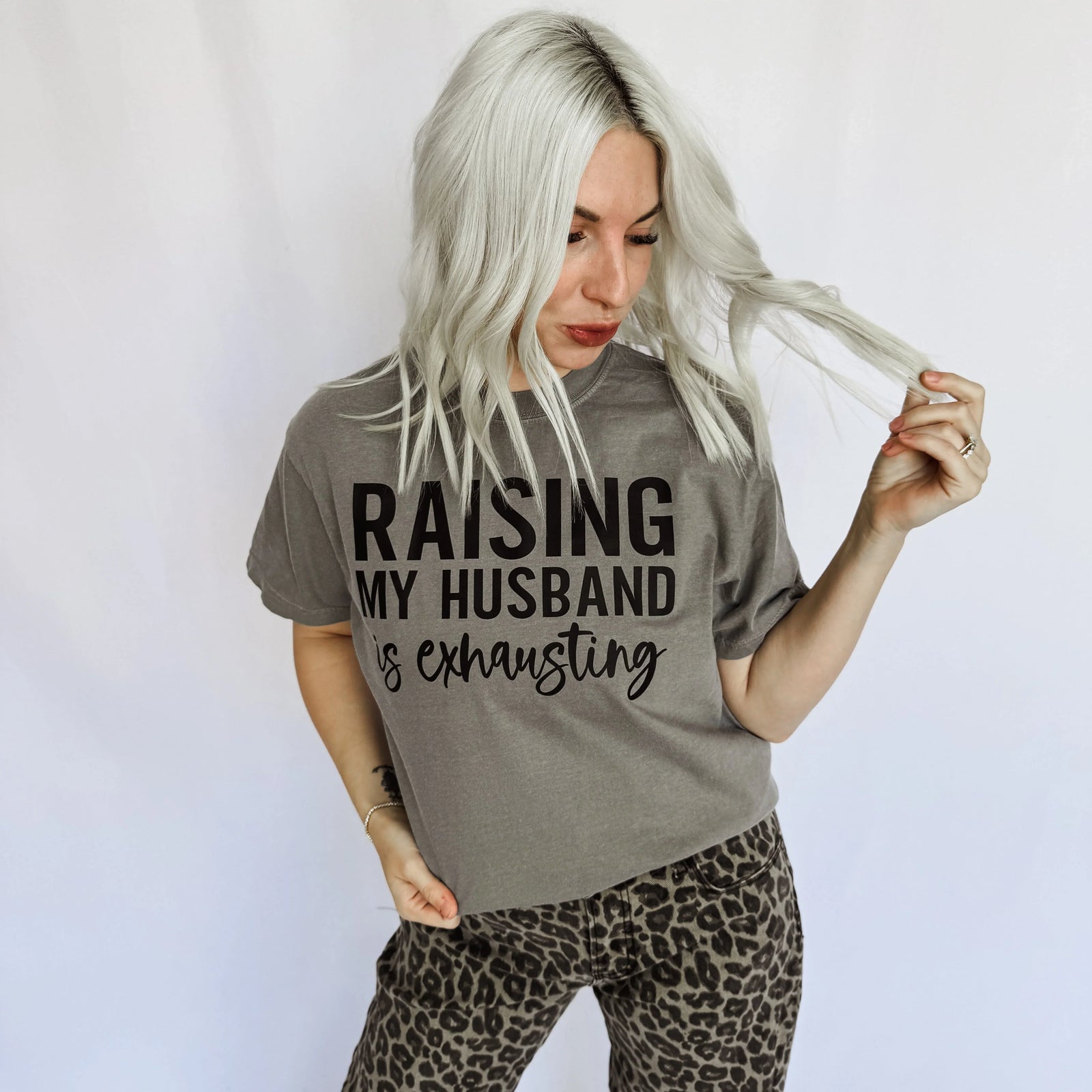 Raising My Husband Is Exhausting Graphic Tee - Prim Boutique