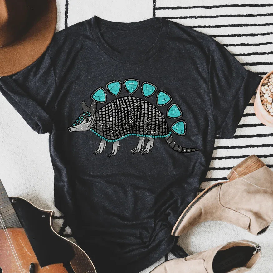 Turquoise Armadillo Graphic Tee - Prim Boutique