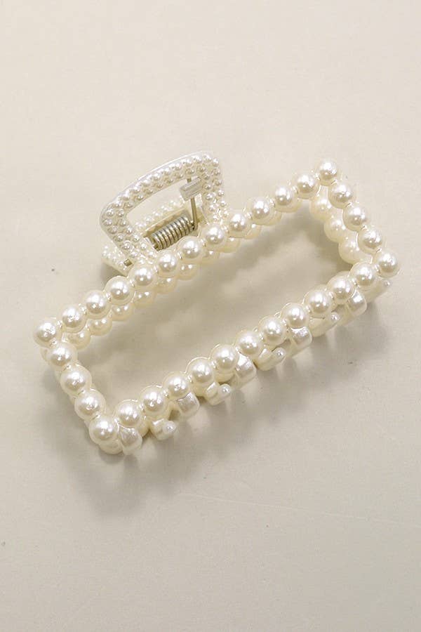 PEARL HAIR CLAW CLIPS RECTANGLE