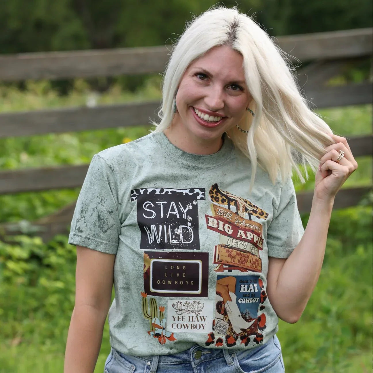 Stay Wild Cowboy Collage Graphic Tee - Prim Boutique