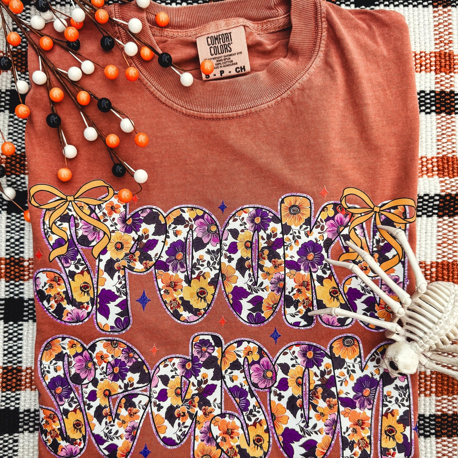Floral Spooky Season Words Soft Graphic Tee - Prim Boutique