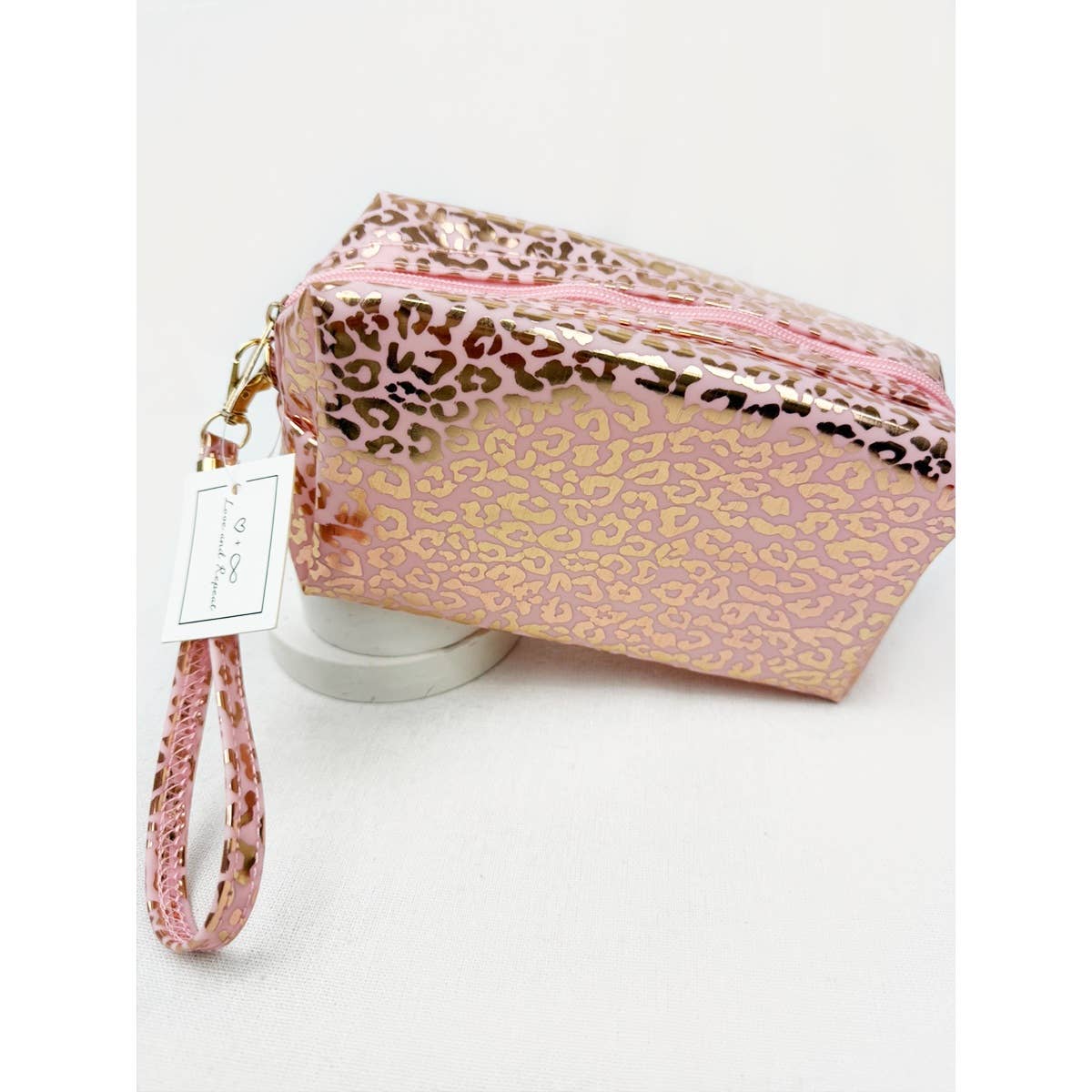 Ivory Waterproof Fabric Leopard Pattern Cosmetic Bag