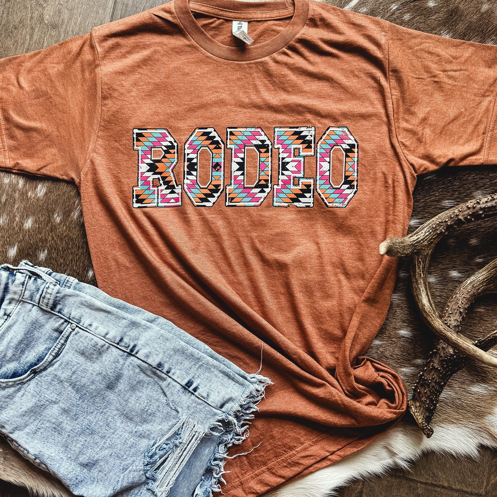 Rodeo Aztec Block Letter Graphic Tee - Prim Boutique