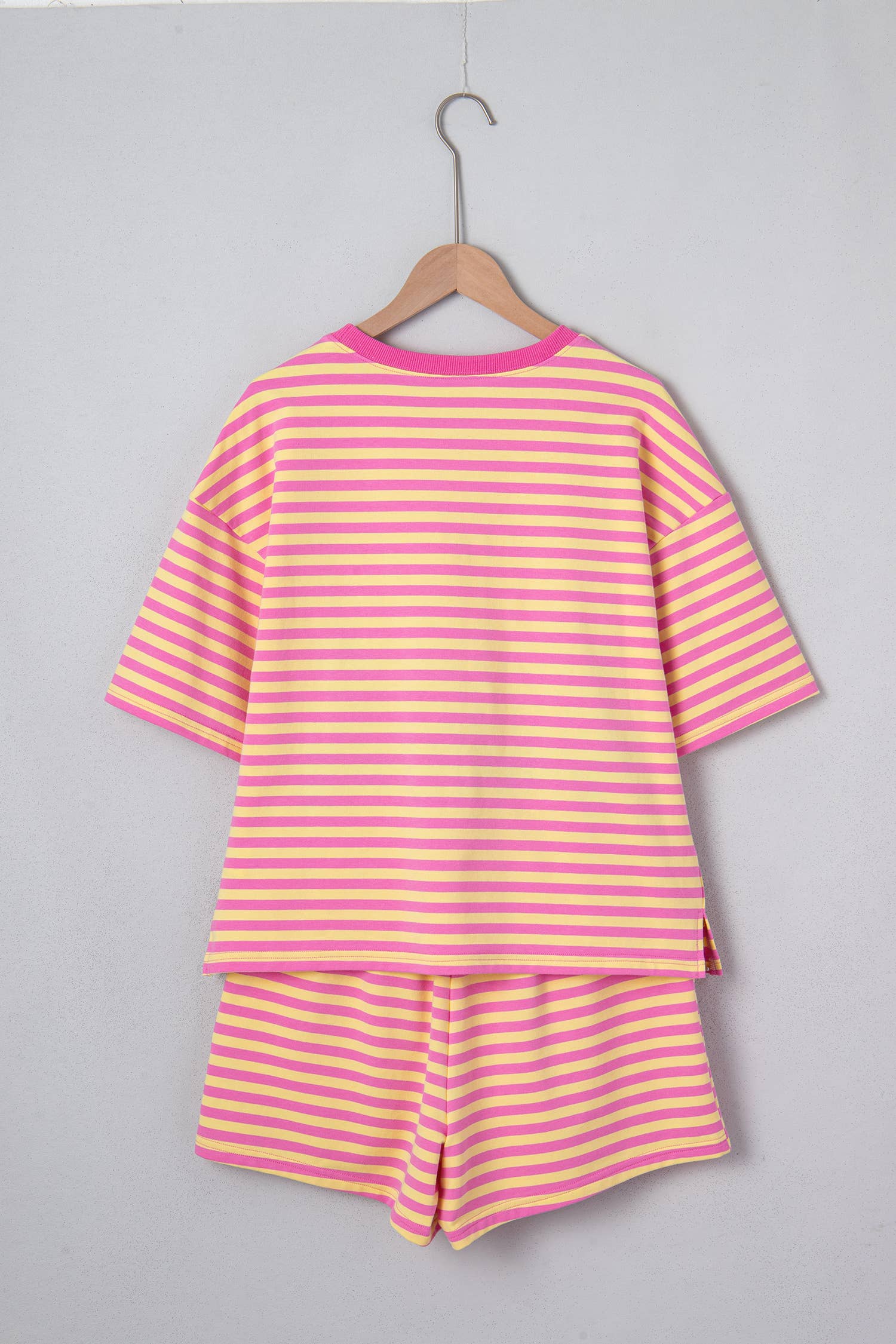 Stripe Contrast Trim Boxy Terry Short Set