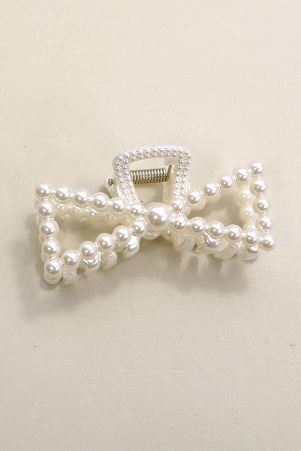 PEARL HAIR CLAW CLIP BOW