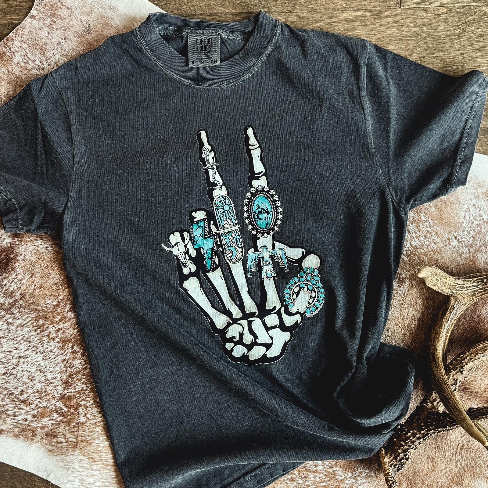 Peace Sign Turquoise Rings Graphic Tee - Prim Boutique