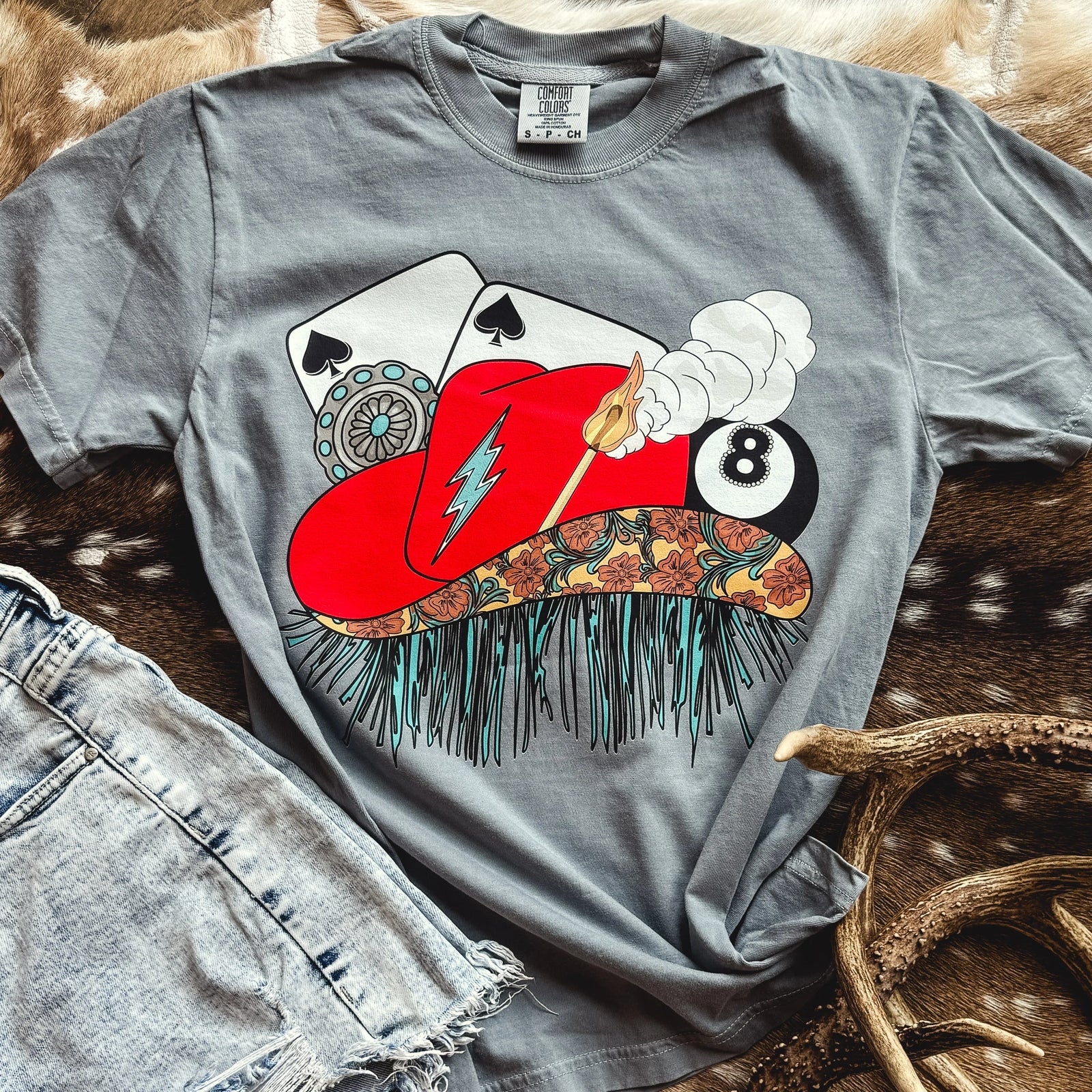 Lucky Cowboy Hat Graphic Tee - Prim Boutique