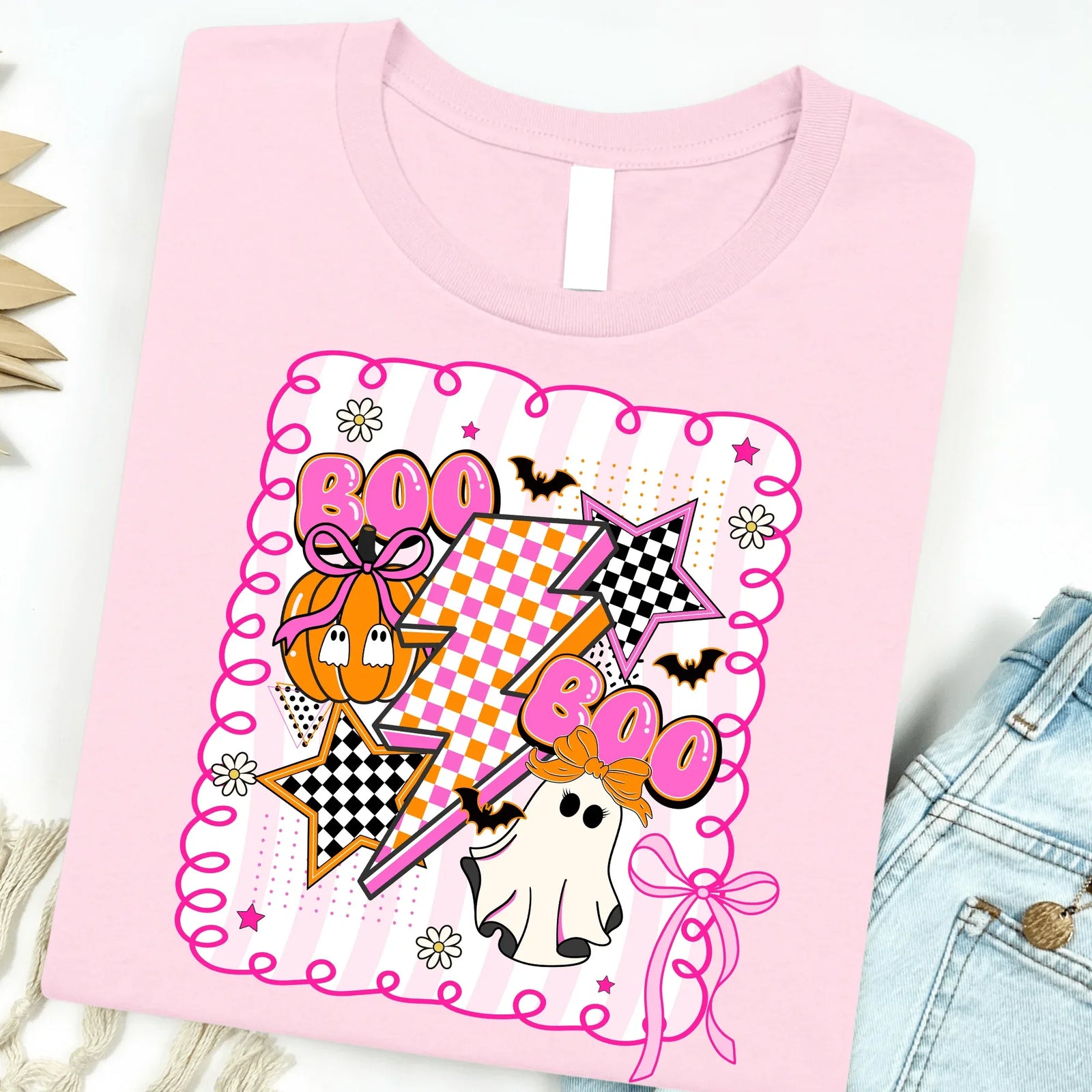 Pink Halloween Collage Graphic Tee - Prim Boutique