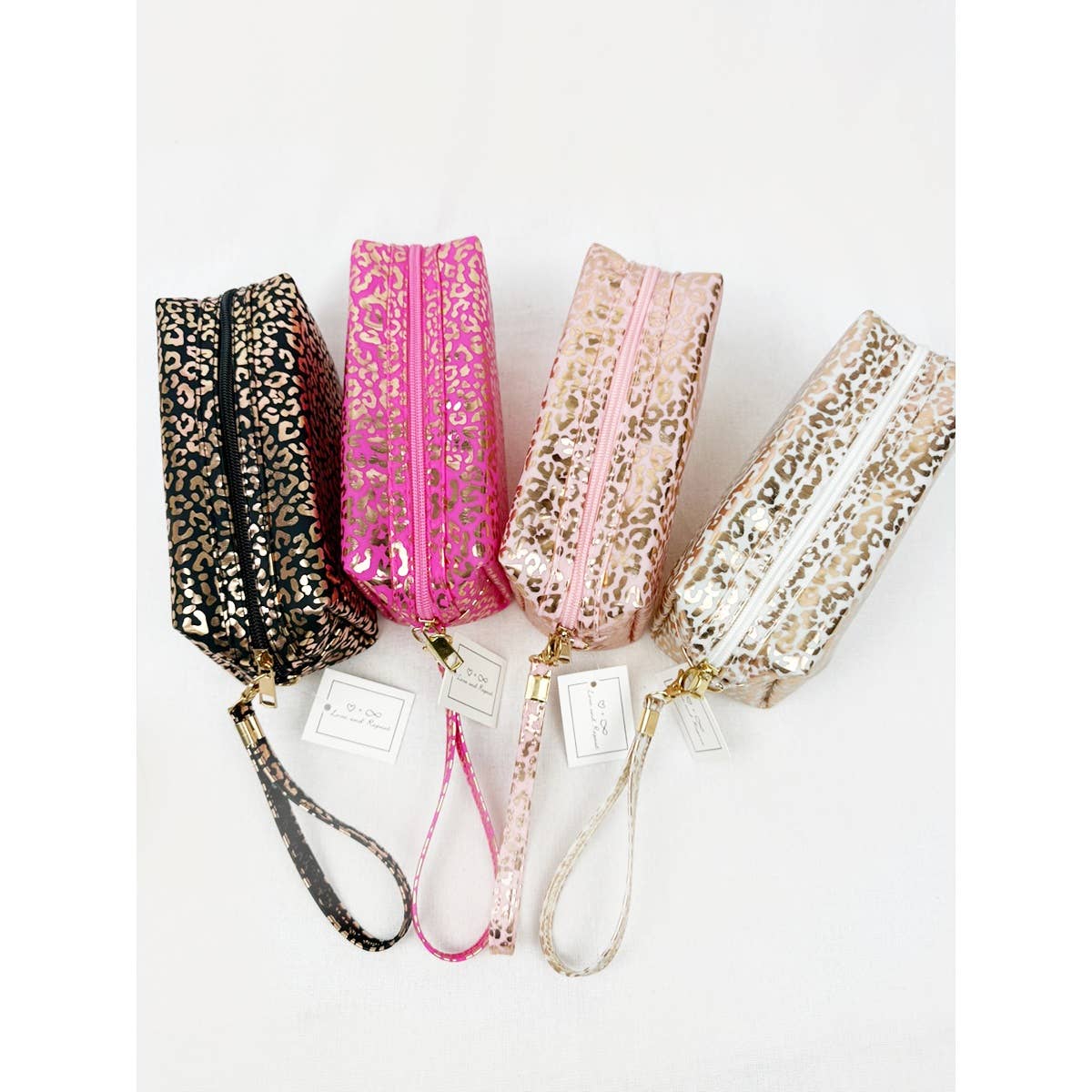 Rose Gold Waterproof Fabric Leopard Pattern Cosmetic Bag