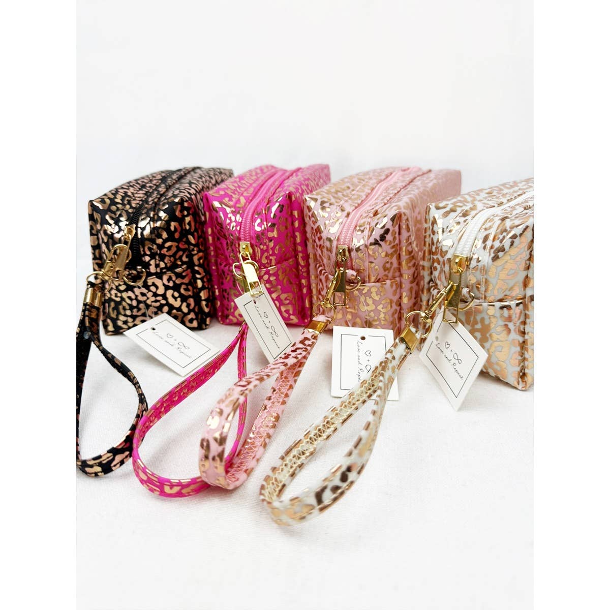 Ivory Waterproof Fabric Leopard Pattern Cosmetic Bag
