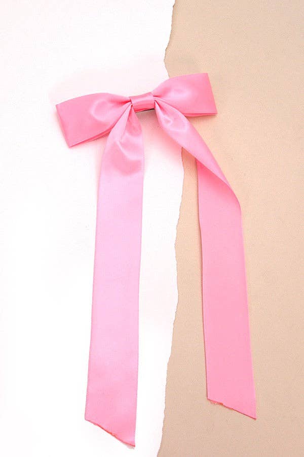 SILKY SATIN BOW LACE HAIR CLIP PINK