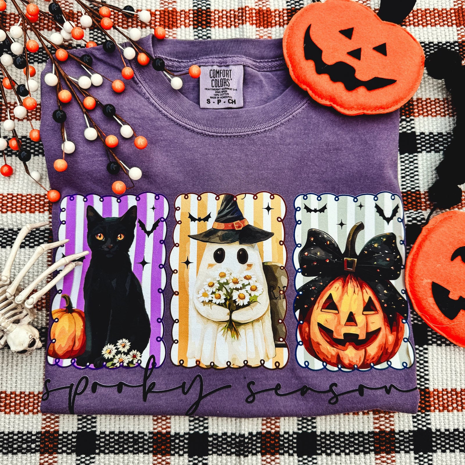 Spooky Season Stripes Soft Graphic Tee - Prim Boutique