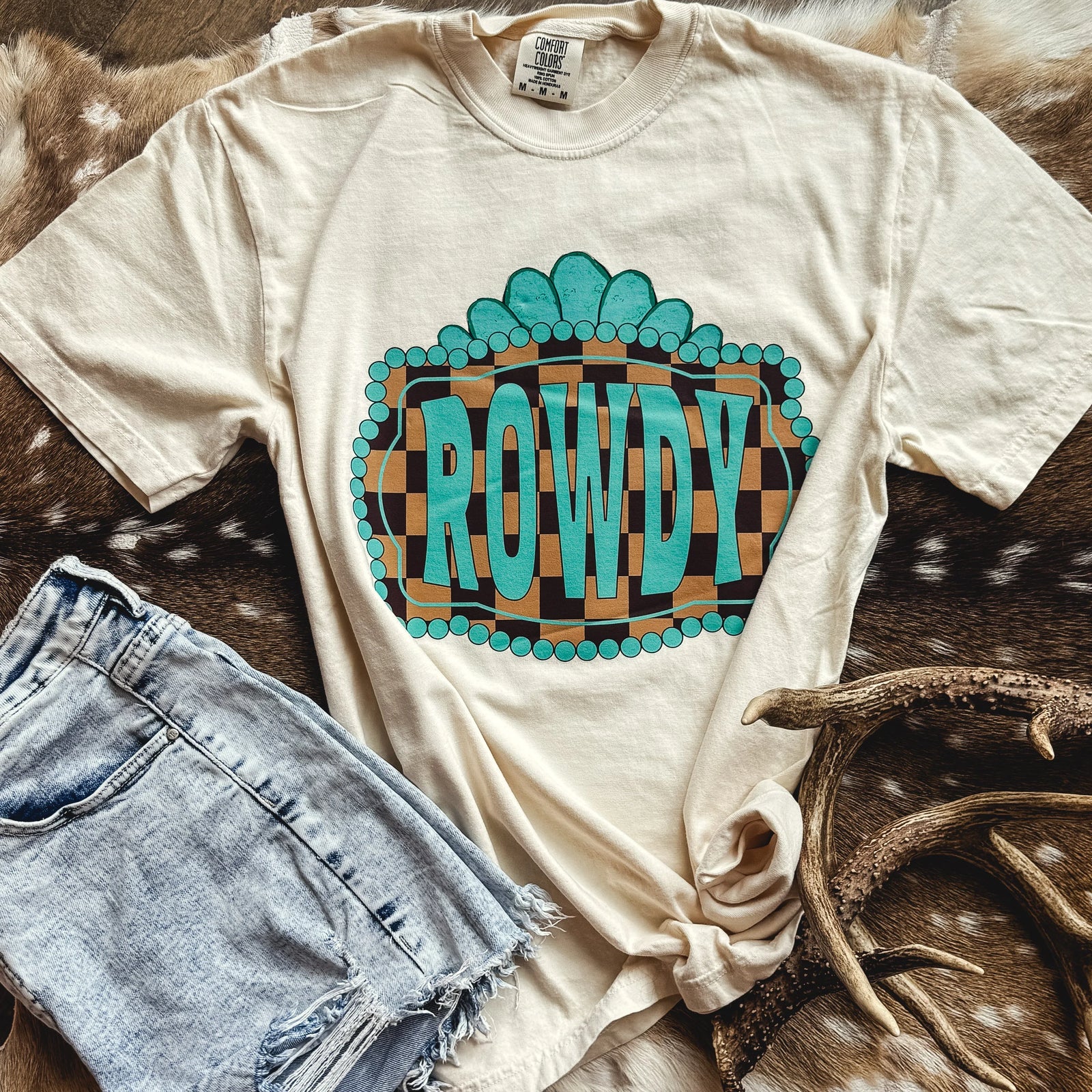 Rowdy Western Check Graphic Tee - Prim Boutique