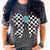 Checkered Bow with Turquoise Gem Graphic Tee