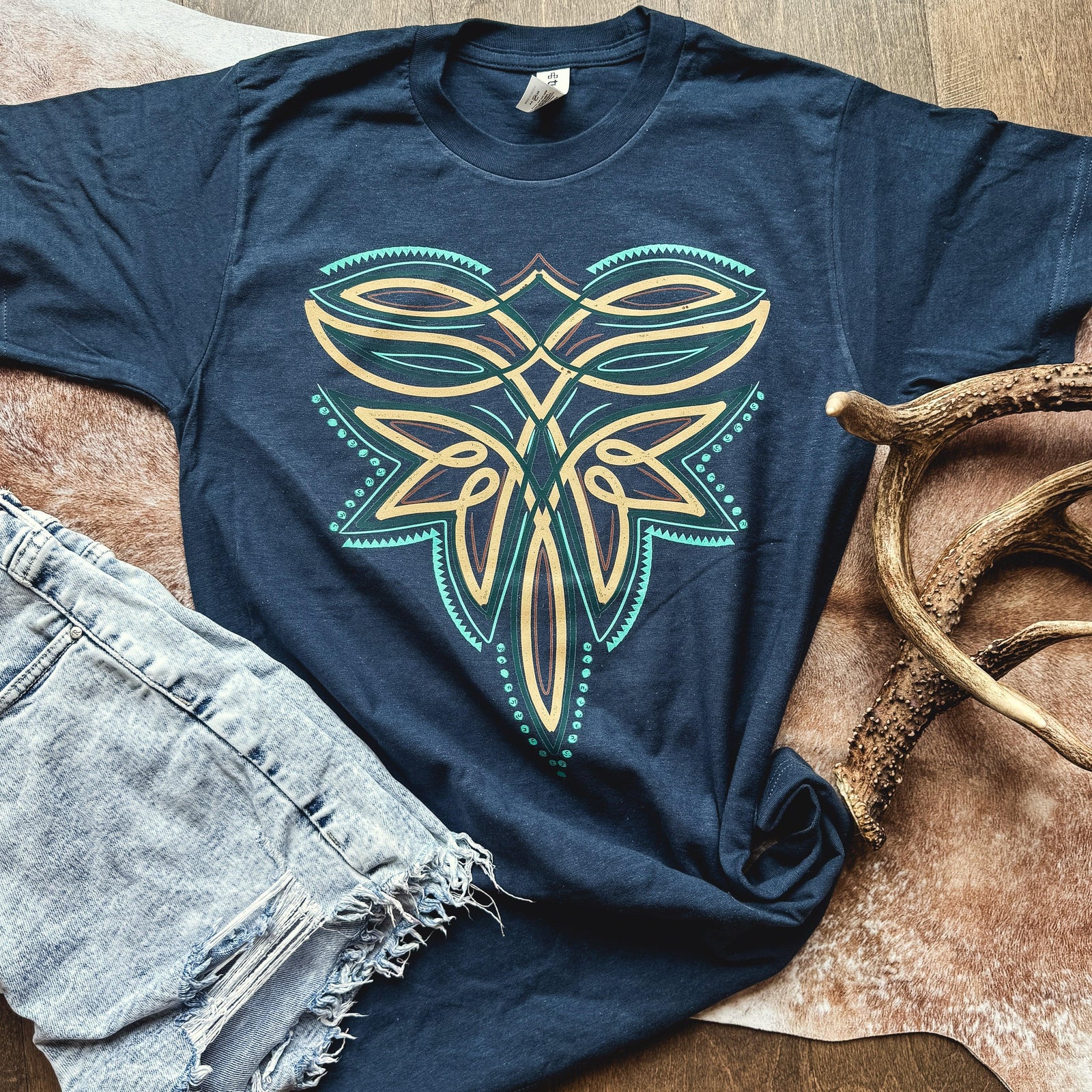 Turquoise + Leather Boot Stitch Graphic Tee - Prim Boutique