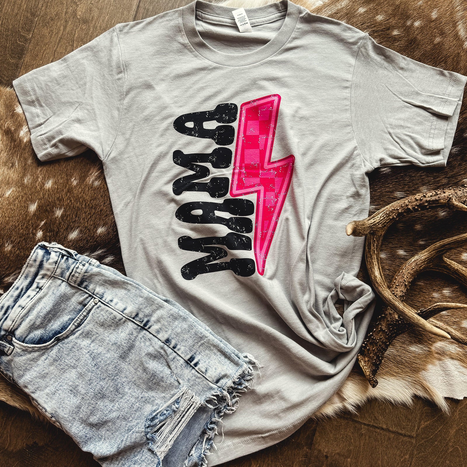 Hot Pink Lightning Mama Graphic Tee - Prim Boutique