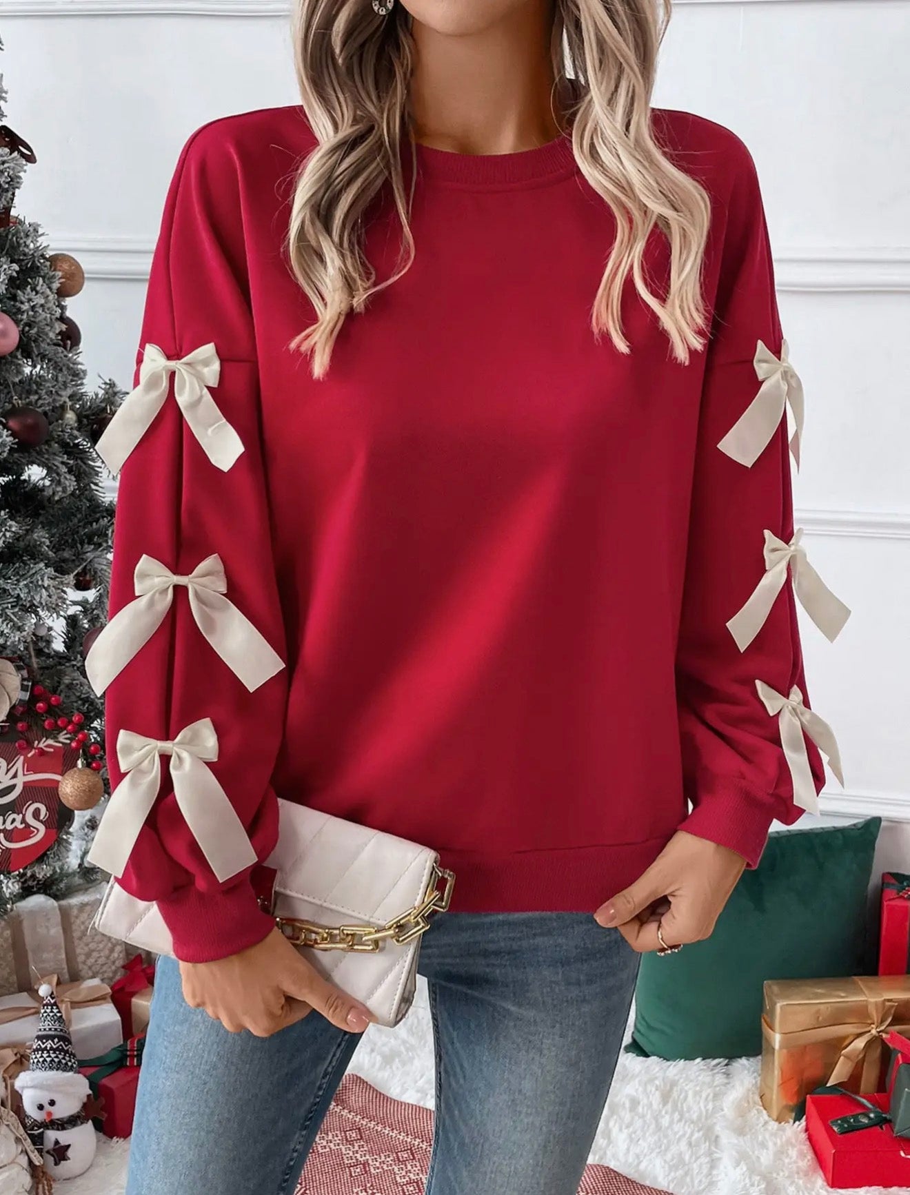 Red Pretty In Bows Sweatshirt