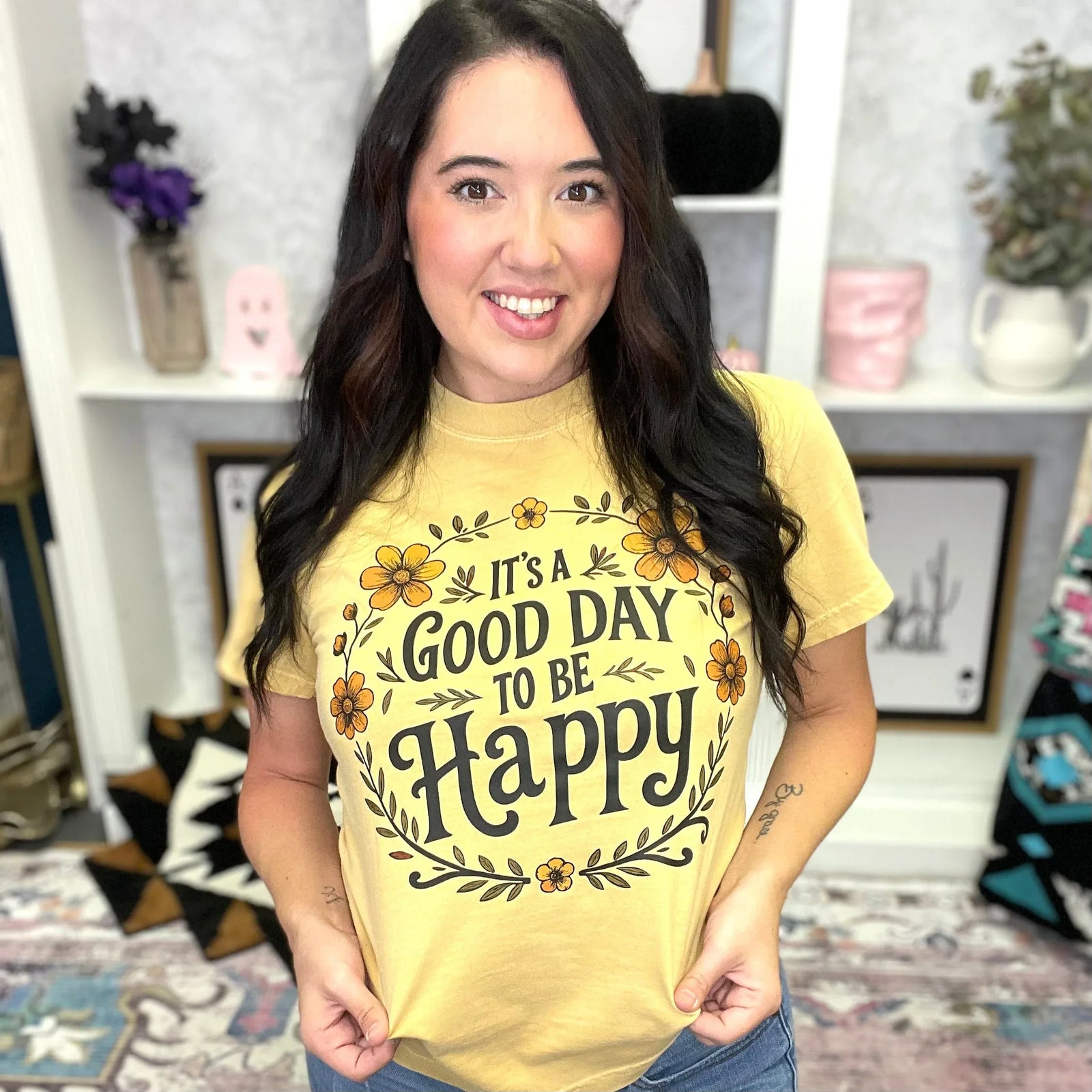 Good Day To Be Happy Graphic Tee - Prim Boutique