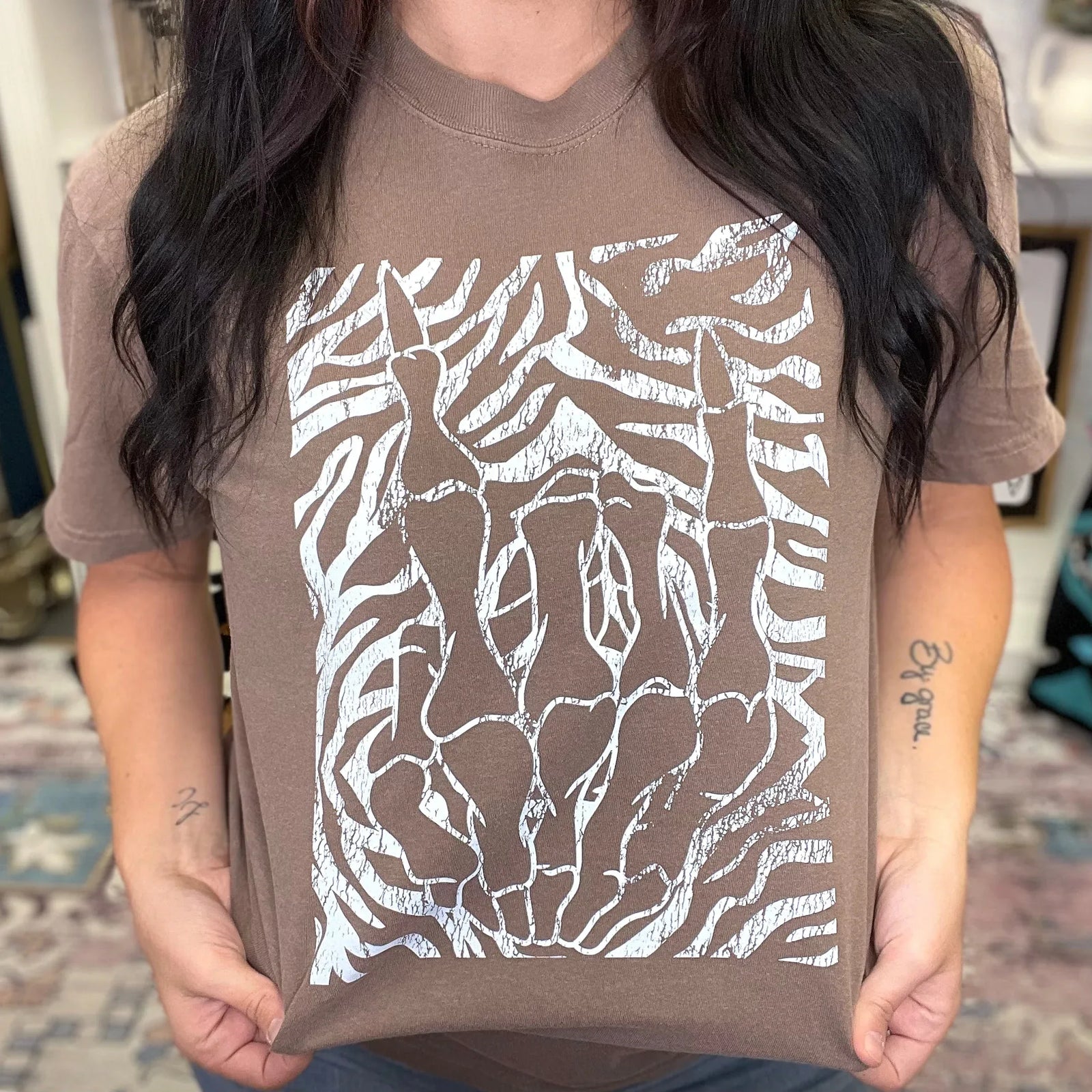 Zebra Rock N Roll Graphic Tee - Prim Boutique
