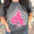 Checkered Spade Pink Bronc Graphic Tee