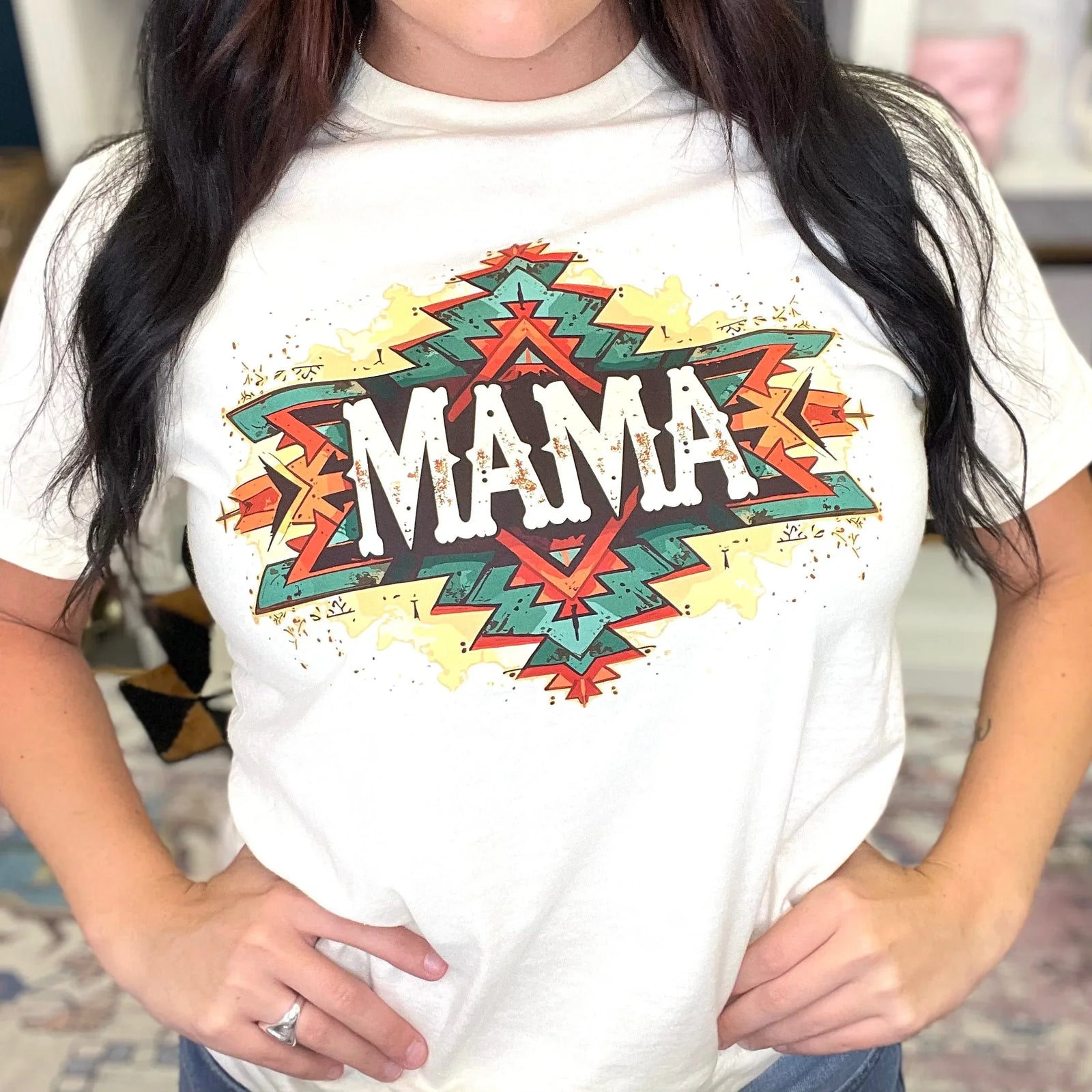 Western Aztec Mama Graphic Tee - Prim Boutique
