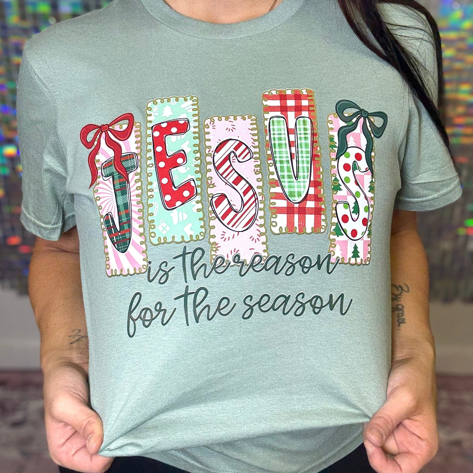 Jesus Is The Reason Bow Patterns Graphic Tee