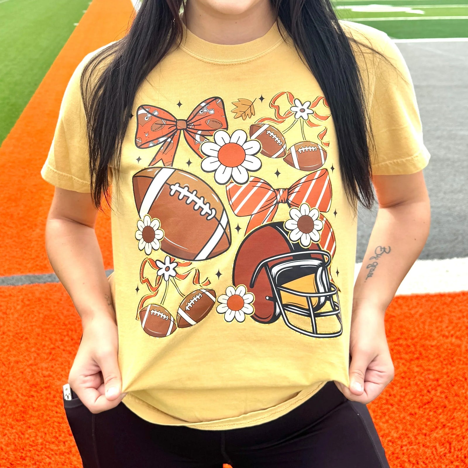 Floral Football Collage Graphic Tee - Prim Boutique