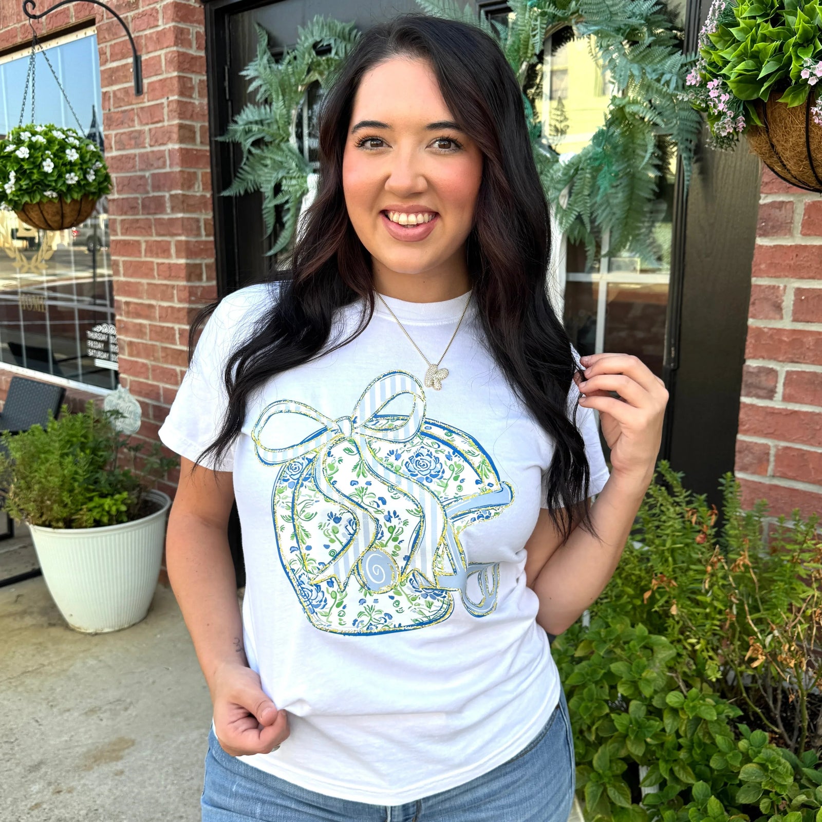 Floral Football Helmet Graphic Tee - Prim Boutique