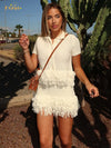 Solid Tassel Hem Skirt Sets