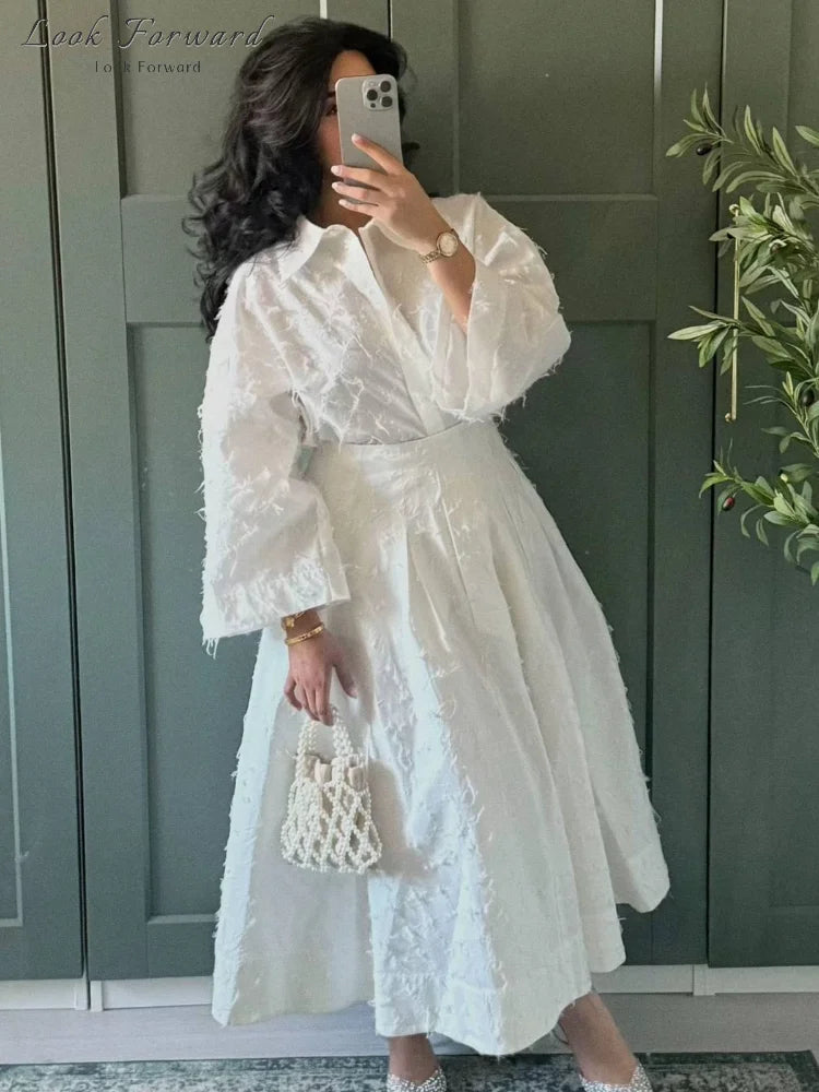 Tassel Shirt Long Skirt Suit