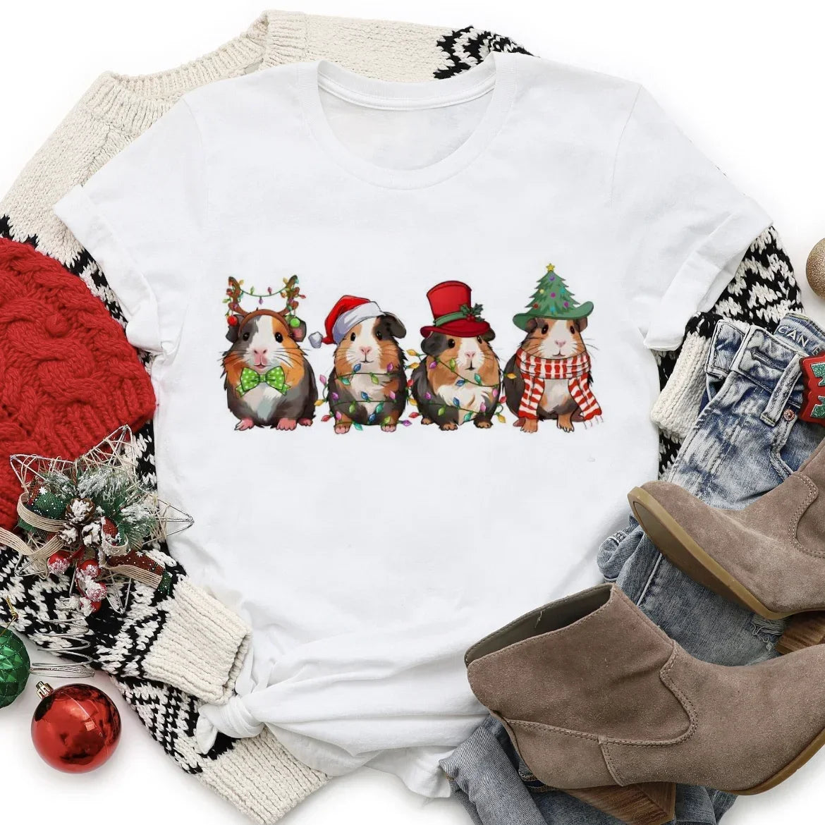 Christmas Guinea Pig Santa Hat Tee