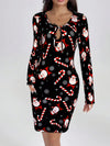 Print Long Sleeve Bodycon Mini Dress