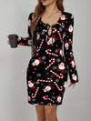 Print Long Sleeve Bodycon Mini Dress