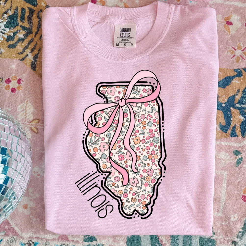 Floral IL State Graphic Tee - Prim Boutique