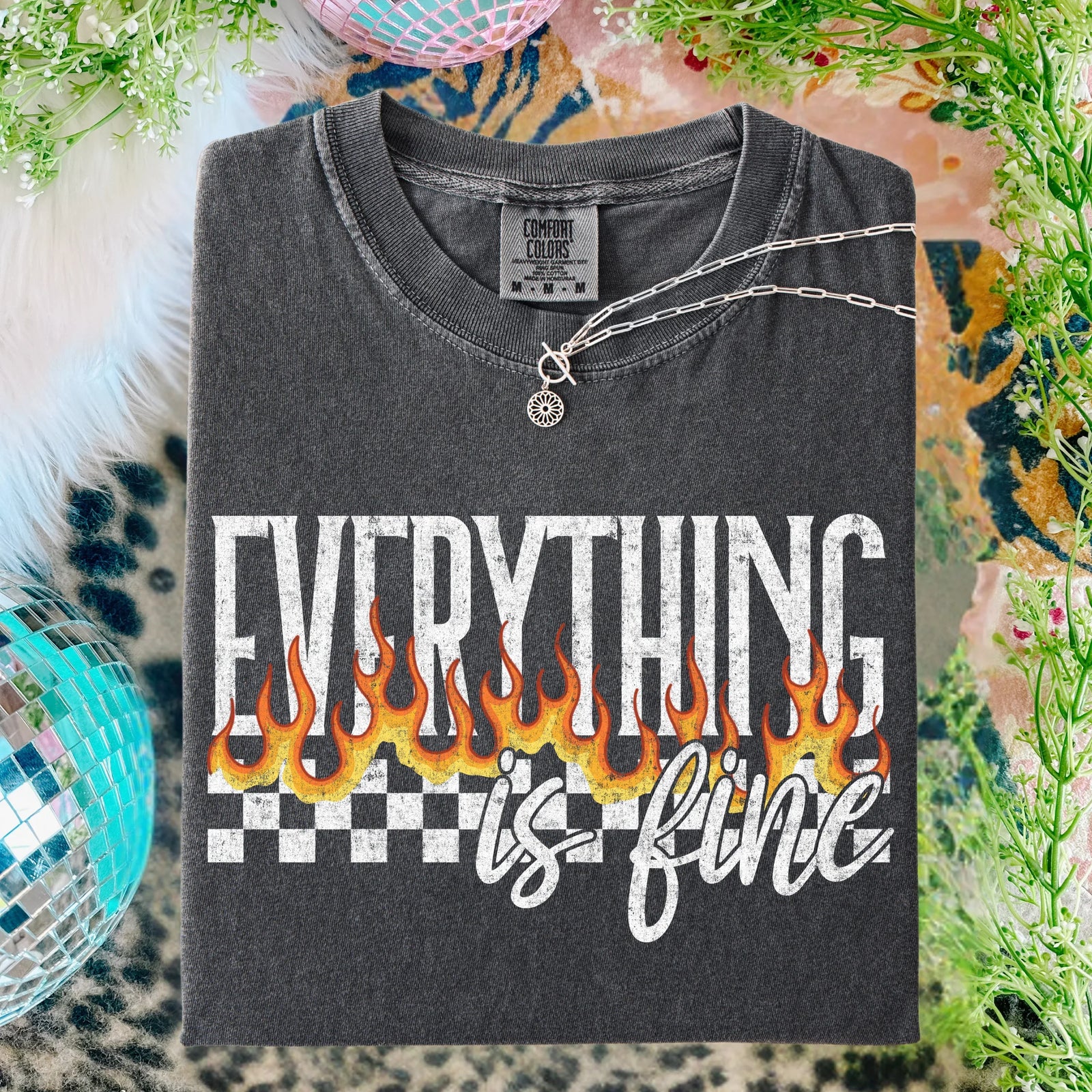 Everything Is Fine Fire Graphic Tee - Prim Boutique