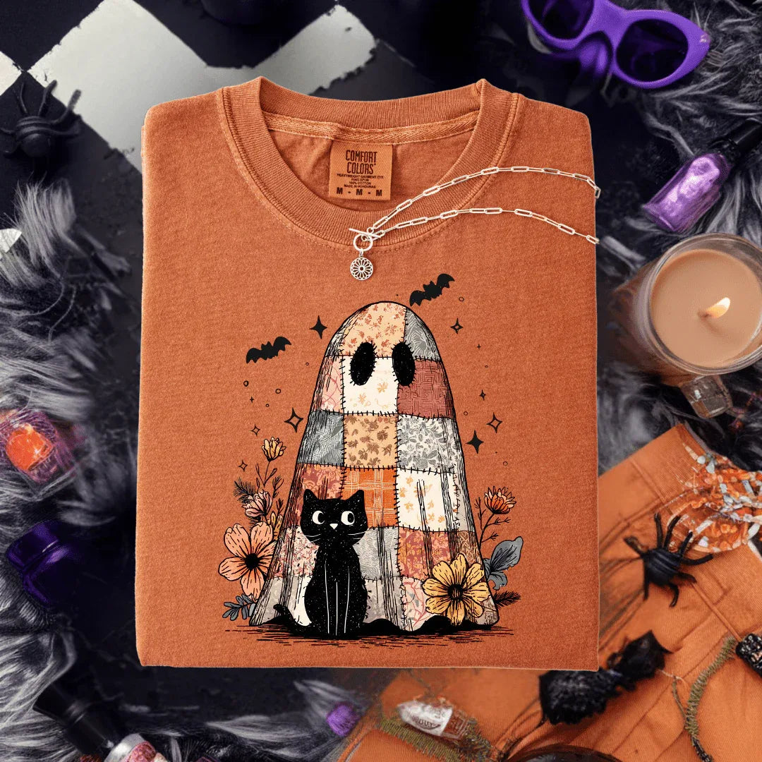 Patchwork Ghost Graphic Tee - Prim Boutique