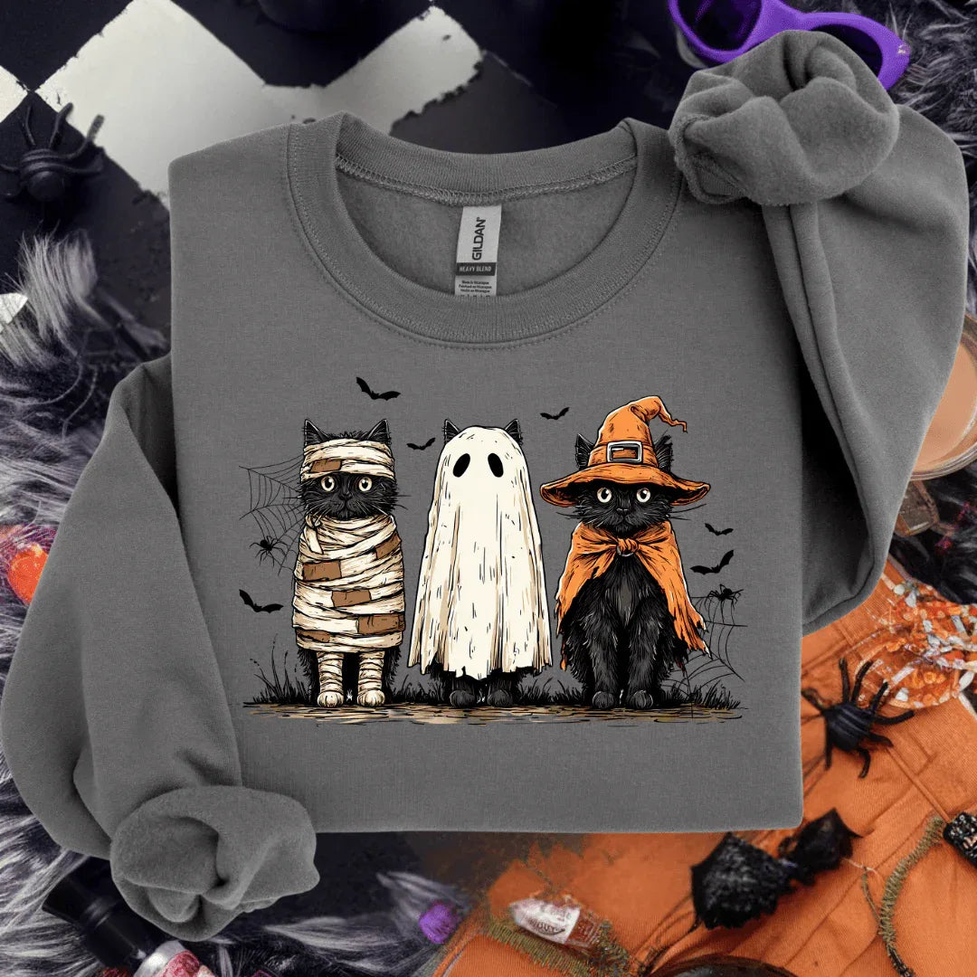 Spooky Cats Graphic Crewneck - Prim Boutique