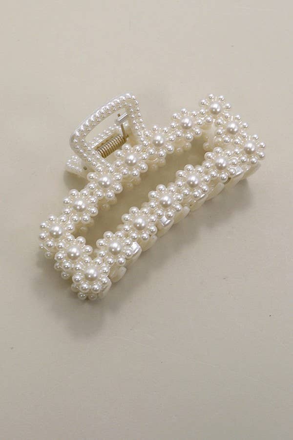 PEARL HAIR CLAW CLIPS FLOWER